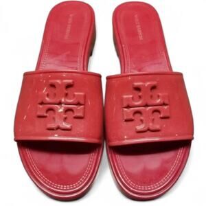 Tory Burch Eleanor Red Jelly Rubber Slides Resortwear Vacay Preppy Lux Glamour 6